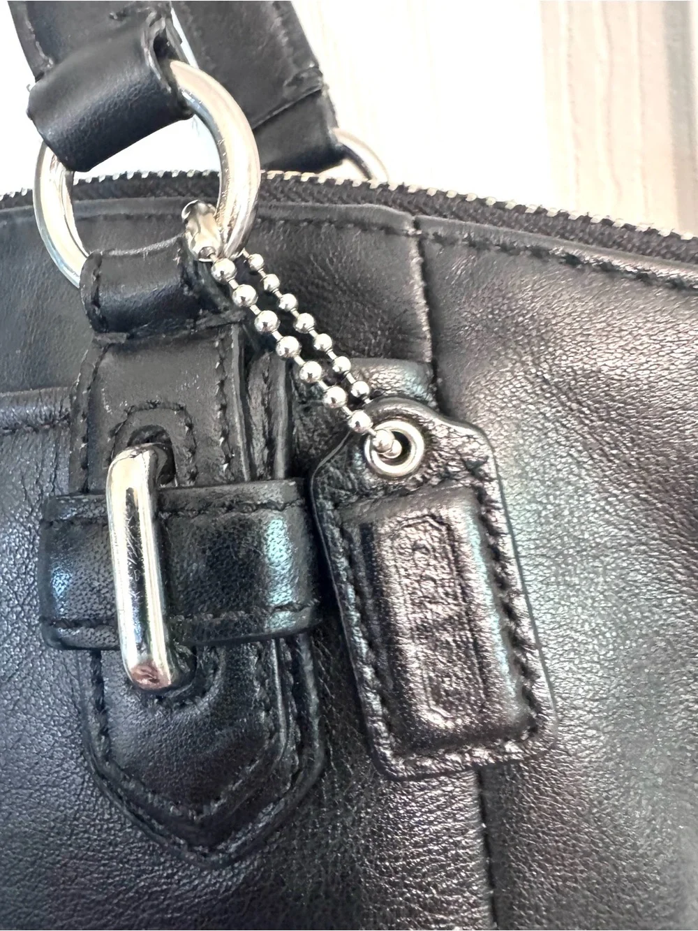Coach Chelsea Jayden Black Leather Satchel with Silver Turnlock